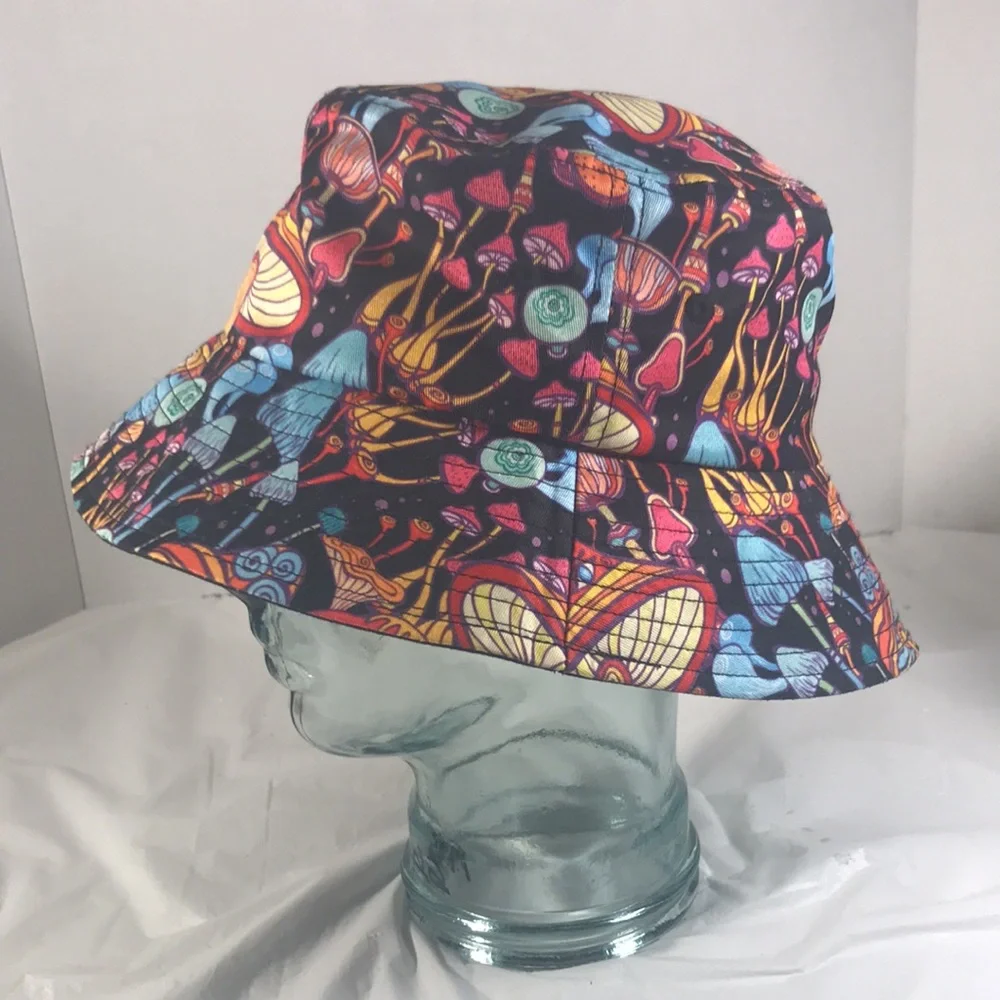 Rave Adult’s Festival Colorful Trippy Mushroom Print Unisex Bucket Hat